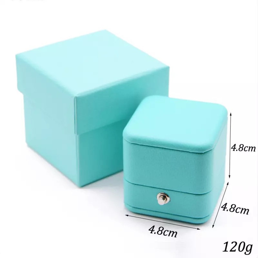 Teal FA Leather Silver Line Diamont Ring Box - Picture 16 of 17
